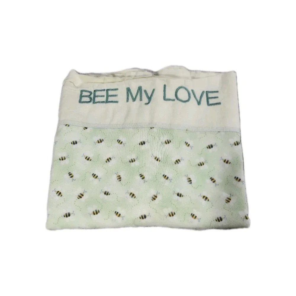 Vintage Embroidered Busy Bees Sage Green Standard Pillowcases